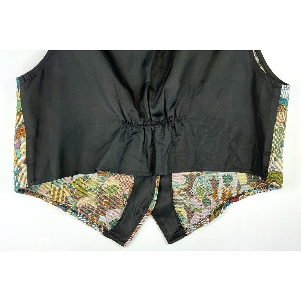 Vintage Children of the World Print Brocade Open Front Vest Teacher Kidcore - Picture 14 of 14